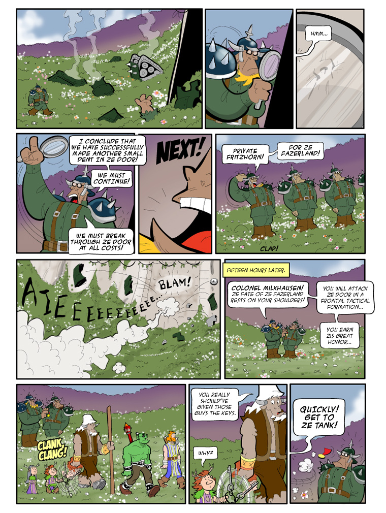 Teh Gladiators Webcomic: A Small Dent in Ze Door!